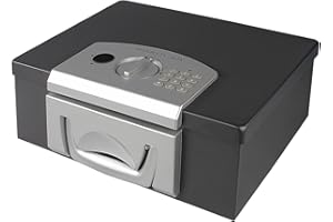 HMF 1006-02 Coffre-fort pour documents, Caisse à Monnaie verrou électronique, 32,5 x 25,5 x 12,5 cm, noir