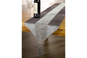 Emma Barclay Eclat - Diamante Table Runner in Silver - 13x90 (33x228cm)