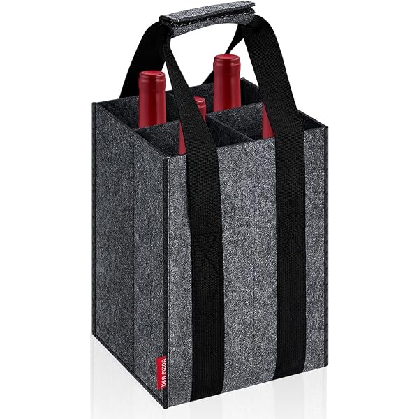 2x Weintragetaschen Aus Vlies – Jede Für 4 Flaschen (31x18x18 Cm) | Wiederverwendbar & Wasserabweisend | Für Wein, Bier, Wasserflaschen