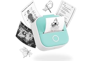 OMEZIZY Mini Impresora Termica, T02 Mini Impresora Pegatinas para Movil y Tabletas, para Diarios, Pegatinas, Notas, Memorandos, Regalos, Compatible con iOS y Android, Verde