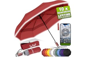 Royal Walk Paraguas Plegable Antiviento para Hombre y Mujer Apertura y Cierre Automático, Compacto y Fuerte, Mango de Madera Real de Lujo, Paraguas Resistente al Viento Reflectante con Doble Cubierta