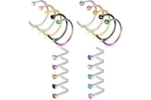 AceFun pierścienie do nosa 316L stal nierdzewna pierścień do nosa obręcz dla kobiet mężczyzn mieszanka kolorów diament CZ kość w kształcie litery L wkręty do nosa 20 rozmiarów biżuteria 20 szt. e Stal nierdzewna, colore: B:20pcs-20g-mix Color, cod. DXY-bh010-2