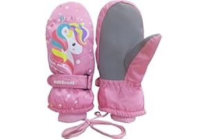 JUPSK Dziecięce zimowe rękawice narciarskie wodoodporne rękawice snowboardowe antypoślizgowe pluszowe wyściełane ciepłe rękawiczki dla małych dzieci dziewcząt chłopców w wieku 6-12 lat