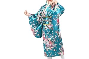 FGUUTYM Kimono Kinder Mädchen Japanish: Yukata Jahrgang Japanischer Stil Kleidung Traditionell Hochzeitskleidung Party Performance Kleid Abendkleider Langarm Druckt Kimono Yukata Ballkleid