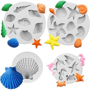 4er Set Meerestier Silikonformen - Für Fondant, Schokolade & Deko