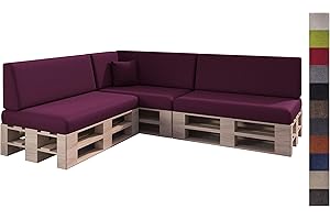 sunnypillow Set de 8 Coussins pour Canapé Palette Matelas Extérieur - d’Assise 120 x 80 x 15 cm + Dossier 120 x 40 x 20/10 cm - Coussin Salon de Jardin, Terrasse, Balcon - Violet