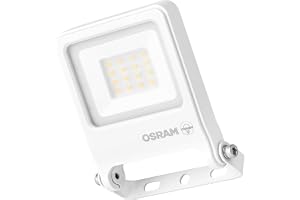 OSRAM ENDURA FLOOD PC 10W LED-strålkastare, 3000K varmvit, 1000 lumen, IP65 vit strålkastare, återvunnet material, 180° monte
