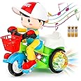 zest 4 toyz Stunt Tricycle Bump and Go Toy with 4D Lights, Dancing Toy, Battery Operated Toy Plastic for Boys Girls - Multi Color (Battery Included)