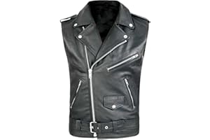 RUMAOZIA Gilet da uomo, in pelle, da motociclista, colore nero, per motociclisti, rocker da club, Steampunk, slim fit, gilet da uomo, in pelle, da motociclista, da club