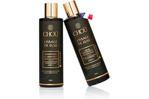CHOÜ-Lissage brésilien Kit professionnel 250ml Sans Formol aux actifs naturels-Lissage kératine- 3 à 4 applications-avec Shampoing clarifiant-Convient femmes enceintes et enfants Fabriqué en France