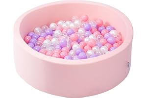 simpa Round Baby Pink Soft Foam Ball Pit with 200 Balls- Dimensions 90cm (Dia) x 30cm (H)
