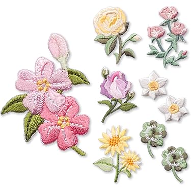FIXOSHEE Spitzen Aufnäher - 6 Stück Blumen Applikationen Zum Aufnähen