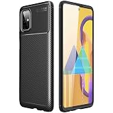 Elfia Samsung Galaxy M51 ile Uyumlu Kılıf Silikon Karbon İnce Esnek Lens Korumalı Tarz Mat Parmak İzi Bırakmayan Kapak Negro 