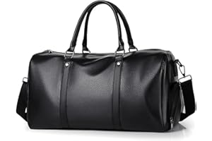 OutSpry Sporttasche für Herren, Wasserdicht Reisetasche mit Schuhfach und Nassfach, 25 L PU Leder Weekender Tasche Handgepäck Trainingstasche Fitnesstasche, Schwarz