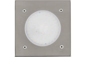 ‎EGLO EGLO LED Bodeneinbauleuchte Lamedo, 1 flammige Einbauleuchte, Wegelampe aus Edelstahl, Farbe: Silber, Glas: Weiß, satiniert, eckig, IP67