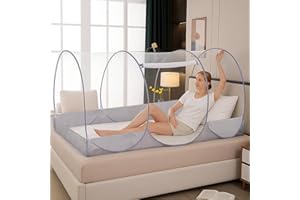 comeder Pop-up Foldable Mosquito Net, Single Family Bed Mosquito Net with Zip, Portable Camping Tent, Easy Setup Mosquito Tent for Home Camping Travel Dorm