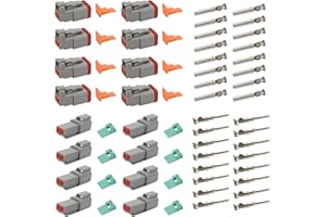 LMYSUFI DT Steckverbinder Kit, Deutscher Stecker KFZ 2 Polig, 8 Sätze Wasserdichter 22-18AWG DT Steckverbinder, für Motorrad, LKW, Auto, Boote