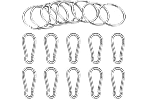 SZYILIDA 10 Pz M6 Moschettoni + 10 Pz Portachiavi, Moschettone Portachiavi, Moschettone a Molla, Moschettoni in Acciaio Inox, Moschettone con Ganci a Molla per Campeggio Pesca Viaggio Trekking