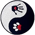 Dog and Human Ying Yang Patch Embroidered Applique Badge Iron On Sew On Emblem