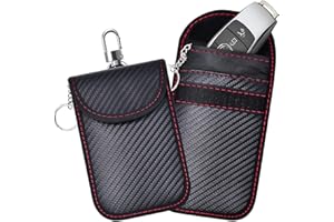 CGEAMDY Faraday Bag for Key Fob, 2 Pack Car RFID Signal Blocking Pouch, Anti-Theft Signal Blocker Protector, Anti-Hacking Case Blocker, Faraday Key fob Protector (Carbon Fiber Texture)