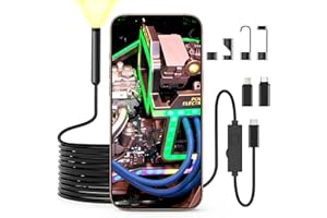 BNEHHOV 1920P Cámara Endoscópica con Luz, Cámara de Inspección con 8 Luces LED, Endoscopio Impermeable IP67, Teléfono Móvil, Serpiente Hardwire para Android y iOS para Smartphone (NKJ5M)
