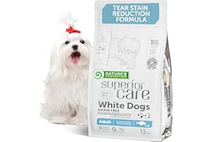 Nature's Protection Superior Care Grain Free Dry Dog Food for Small Adult White Dogs - Hypoallergenic Dog Food with White Fish, Omega 3 & 6 - Reduces Tear Stains, Promotes Healthy Skin & Coat, 1.5kg