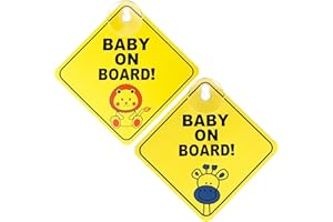 TIESOME 2 Pièces Panneaux d'avertissement de voiture pour bébé à bord, 12 x12cm Baby on Board Avec Deux Ventouses Voiture Auto Sécurité Bébé Enfants Amovible pour fenêtre de voiture(jaune 1)