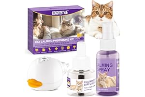 DOGGYZSTYLE Cat Calming Pheromone Diffuser and Spray,Katze Beruhigende Pheromon Diffusor und Spray,Stressabbau für Ihre Katze (1 Nachfüllpackung+1 Sprühflasche)