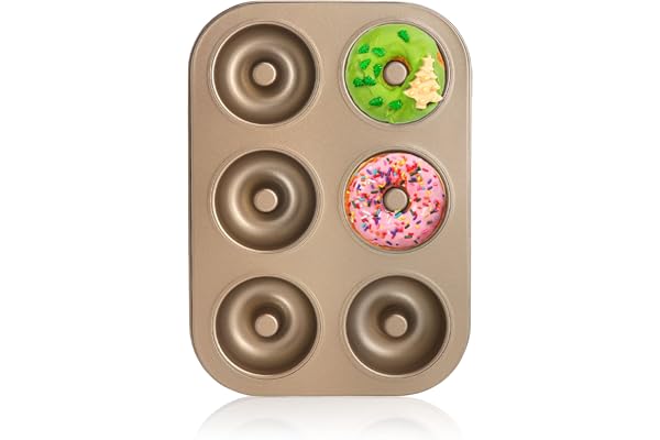 TLDBATICE Munkform, munkform bakplåt 6 non-stick form kolstål, non-stick belagd diskmaskinsäker värmebeständig guld bakform, för kök ugn dessert bakning