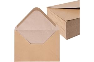 NOA HOME DECO Buste Autosigillante (100 Pezzi) Carta Kraft Antica/Senza Finestra - B6 | 125 x 176 mm, Avvolge, Chiudi, NHD06