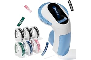 GOKNU Etiquetadora，Manual Etiquetadora Adhesivas，Impresora Etiquetas Autoadhesivas con 6 Etiquetas 3/8" (9 mm),E975 Omega Junior S0717930 Etiquetadora Española,Fácil de Usar para Oficina Hogar(£/€,Ä, Ö & Ü)