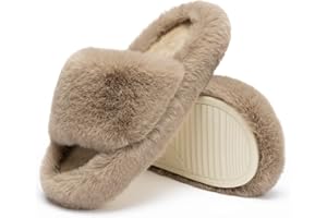 Chantomoo Damen-Hausschuhe flauschig bequem Memory-Schaum Haus Kunstfell Slide-Schuhe rutschfeste Sohle Schlafzimmer gemütlich Innenbereich Plüsch Hausschuhe