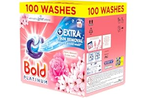 STAR FASHION GLOBAL LTD Bold Platinum Pods, Laundry Detergent, Washing Liquid Pods/Capsules, 100 Washes - Cherry Blossom & Rose Water - Extra Stain Removal Even In a Cold Wash