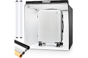 Yorbay Fotostudio Set 80 x 80 x 80cm CRI 95+ LED-Fotobox Lichtbox Lichtwürfel Profi Fotografie Lichtzelt inkl. 4 PVC-Hintergrundfolien (schwarz, weiß, grau, warm-weiß) Mehrweg