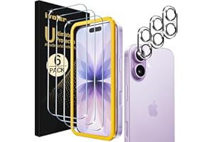 ivoler 3 Piezas Protector de Pantalla para iPhone 17 con 3 Piezas Protector de Lente de Cámara y Marco de Instalación, Cristal Vidrio Templado Anti-Arañazos, 9H Dureza, Ultra HD