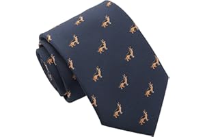 DQT Cravatta classica da uomo con stampa di cane ricamato