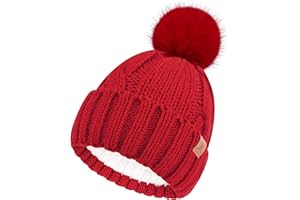 Bequemer Laden Gorro de Invierno Mujer con Pompon - Cable Grueso, Forro Fleece Caliente, Regalo Ideal para Mujer