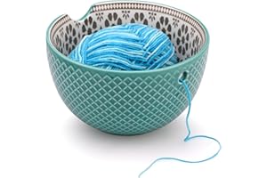 GUKASXI Wollschale Garnschale Keramik Handgefertigte Keramik Webfadenschüssel für Stricken Häkeln Zubehör DIY Handwerk Geschenk für Frauen