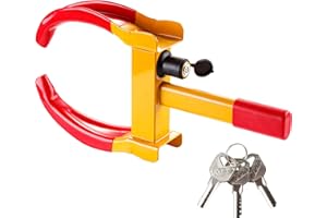 CARTMAN Anhänger Radkralle Diebstahlschutz, Verstellbar für 17,8-27,9 cm Reifen, Gelb-Rot, Stahl, mit 3 Schlüsseln, für Autos Anhänger SUV Boote ATVs Motorräder Golfwagen