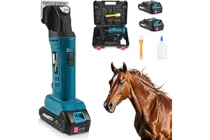 ‎PLODAXE Schermaschine Pferde Kabellose, 500W Akku Pferdeschermaschine für Dickes & Verfilztes Haar | 2x2500mAh Akku | 6 Geschwindigkeiten | 2400 RPM Professionelle Schermaschine Kompatibel mit Makita 18V akku