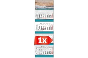 PRIMUS-PRINT.DE PRIMUS PRINT XXL Calendario 2025 – Multiblocco da parete – Calendario da 4 mesi – Calendario annuale a blocchi – con cursore – Include vacanze e vacanze – diversi motivi – [ 1 x spiaggia ]