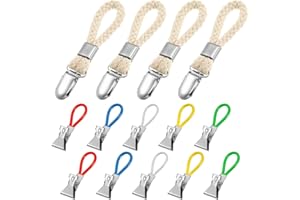 ruggito Handtuchclip aufhänger, 4 Handtuchclips mit Schlaufe + 10 Farbige Handtuchklammer, Handtuchhalter Clips Geschirrtuchclip für Handtüchern Topflappen Geschirrtücher