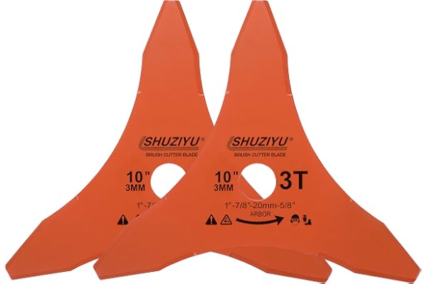 LSHUZIYU 255mm- , Tjocklek 3mm, 2 Stycken, Gräsklippare Knivblad, Arbor 25.4mm med 22.23-20-15.88mm Bricka