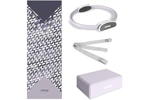 Fitfiu Fitness KITWELL-400 - Kit Yoga Pilates Violet 4 Accessori Che comprende Tappetino con Disegno Geometrico, Blocco, Anello e Cinghia, Speciale per sessioni di Yoga e Pilates