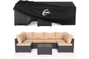 Kipiea Pokrowce na Meble Ogrodowe, Wodoszczelny, Prostokątne Zewnątrz Okrowiec Ochronny na Stół na Krzesło Wiatroszczelny, 420D pokrowce na stół ogrodowy Anti-UV, bez łez- 320x163x74cm