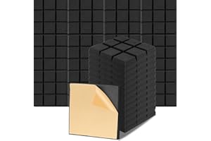 Anluomafuy 12 Pezzi Pannello Fonoassorbente in Poliuretano Espanso, Pannello Fonoassorbente Alta Densità, Pannelli Fonoassorbenti Nove Griglie, per Podcasting, Studi di Registrazione, Uffici