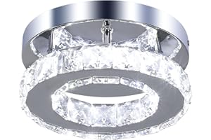 ‎DELIPOP DELIPOP Moderne Kronleuchter Kristall, 12W LED Deckenleuchte Runde, Deckenlampe Kristall Silber, Deckenleuchten für Wohnzimmer, Schlafzimmer, Küche, Flur, Kaltweiß 6500K
