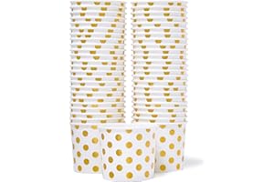 MATICAN Coupelles en Papier pour Glace - 50 Coupelles Jetables de 320 ml pour Desserts Chauds ou Froids, Accessoires de Fête avec Pois Dorés