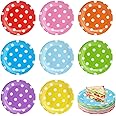 Toivize 80 Pcs Colorful Party Paper Plates, 7-Inch Round Disposable Paper Plates Multicoloured Party Plates for Weddings, Birthday Parties, DIY Crafts