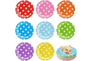 UPTVIN Jednorazowe talerze papierowe, 80 jednorazowych talerzy papierowych, talerzy papierowych, jednorazowych naczyń, odpowiednie na różne okazje, urodziny, wesela, imprezy itp. 7 kolorów